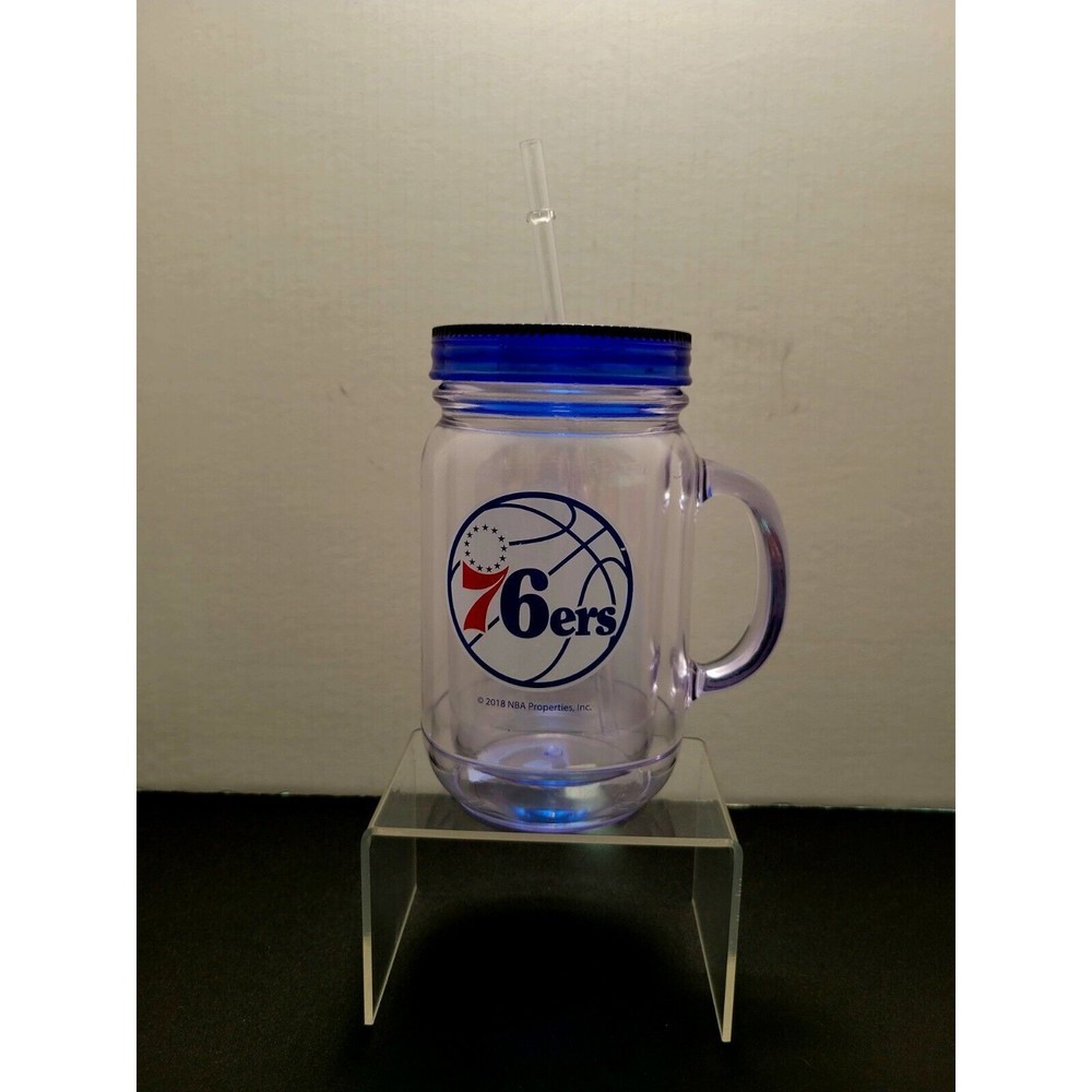 NBA Philadelphia 76ers 2018 Plastic Thermos Cup, Lid & Straw / 24oz Mug Sixers